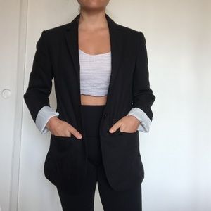Black wool/cotton blend blazer